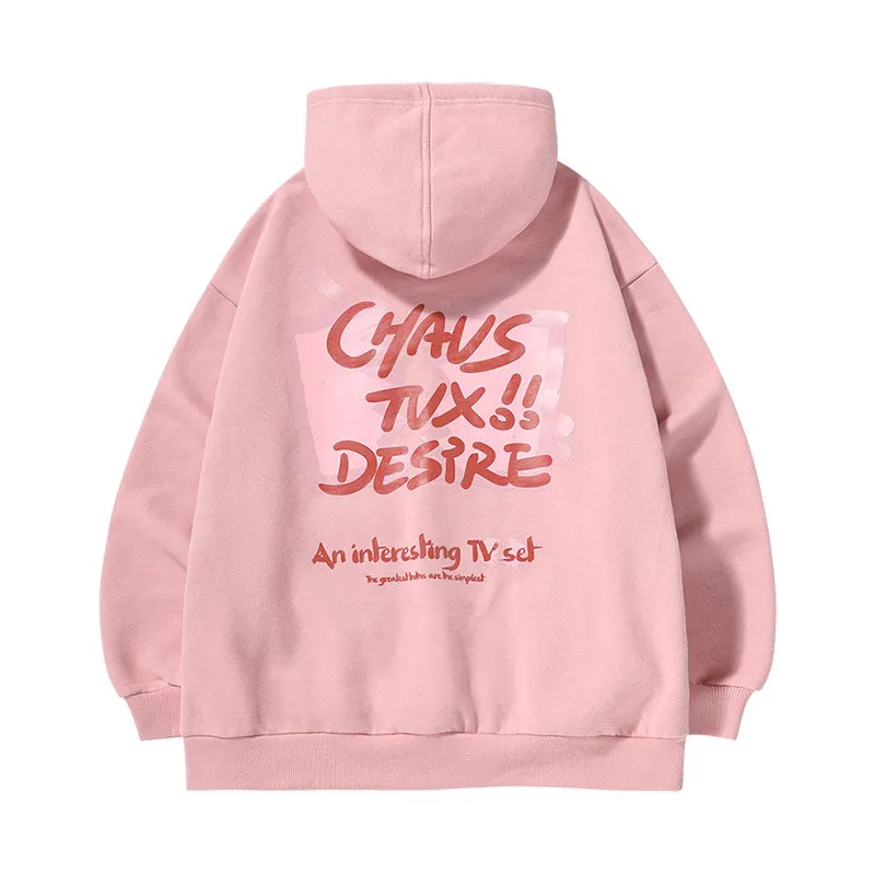 Monogram printed kangaroo hood with rotator sleeves and fleece drawstring hoodie