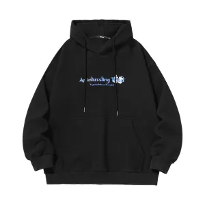 Monogram printed kangaroo hood with rotator sleeves and fleece drawstring hoodie