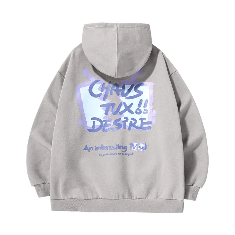 Monogram printed kangaroo hood with rotator sleeves and fleece drawstring hoodie