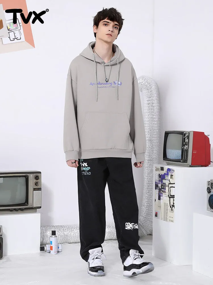 Monogram printed kangaroo hood with rotator sleeves and fleece drawstring hoodie