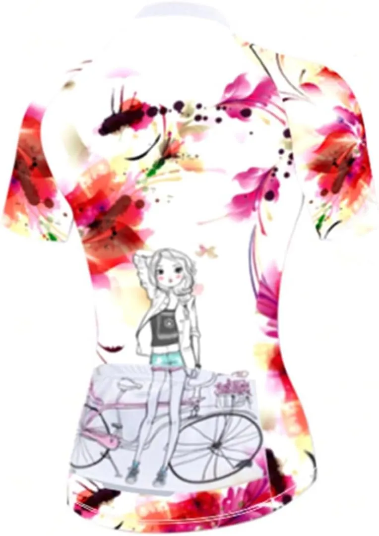 Mountain Bike Jersey Women Short Sleeve Cycling Jersey Biking Shirt Sun Protection Short Tops Comfortable Quick Dry