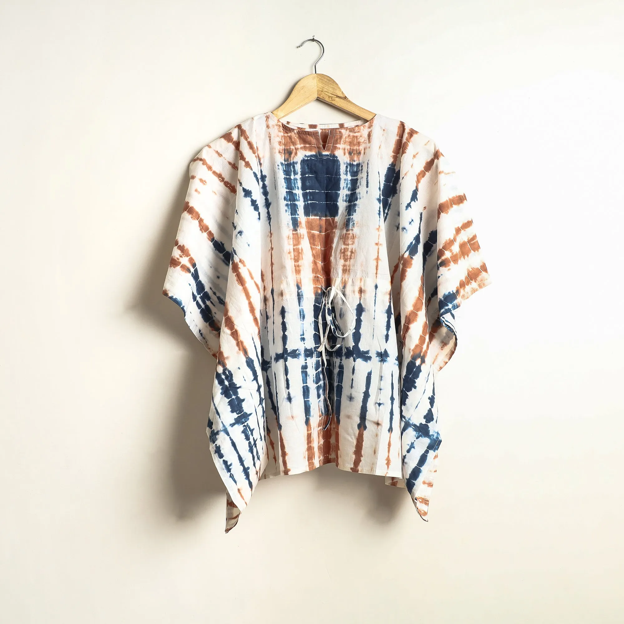 Multicolor - Shibori Tie-Dye Kaftan & Pyjama Night Suit Set