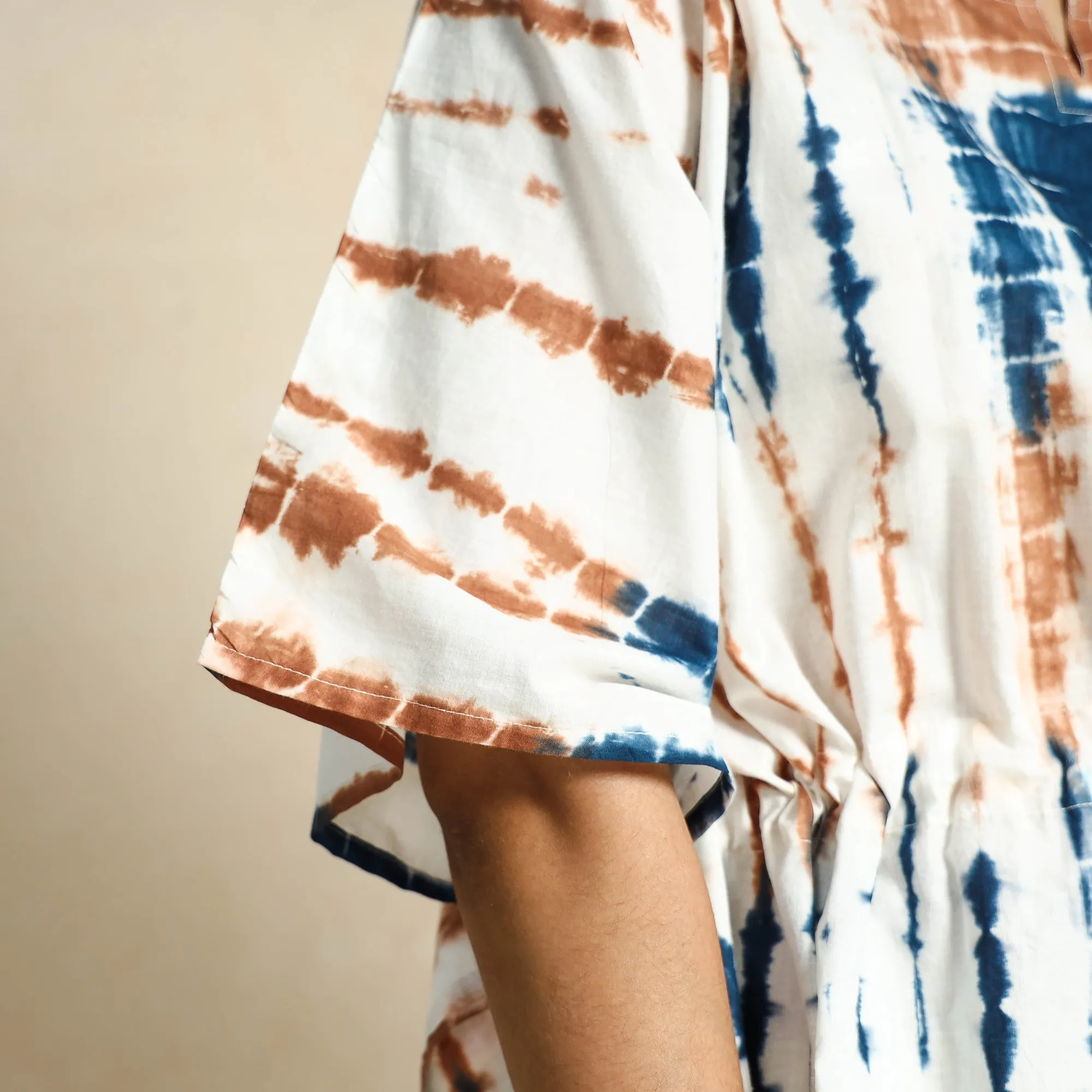Multicolor - Shibori Tie-Dye Kaftan & Pyjama Night Suit Set