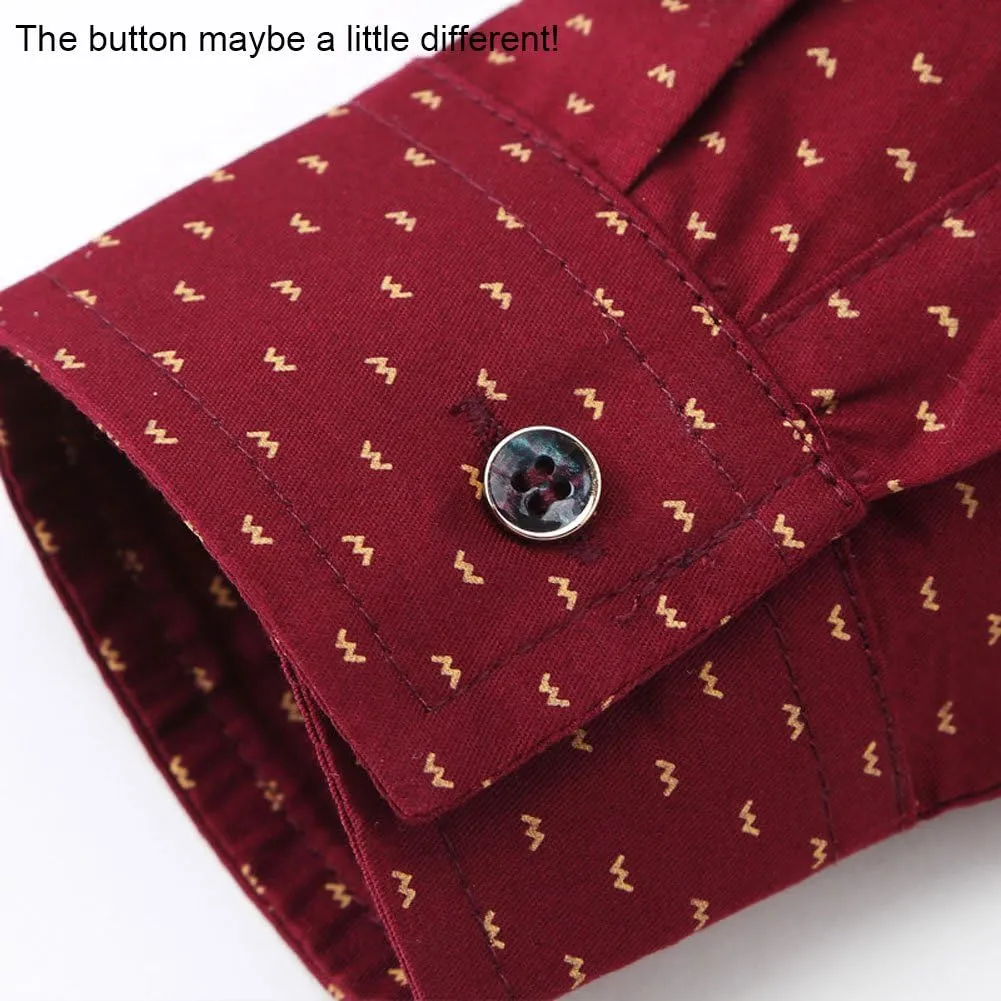 MUSE FATH Men's Printed Cotton Casual Long Sleeve Regular Fit Dress Shirt