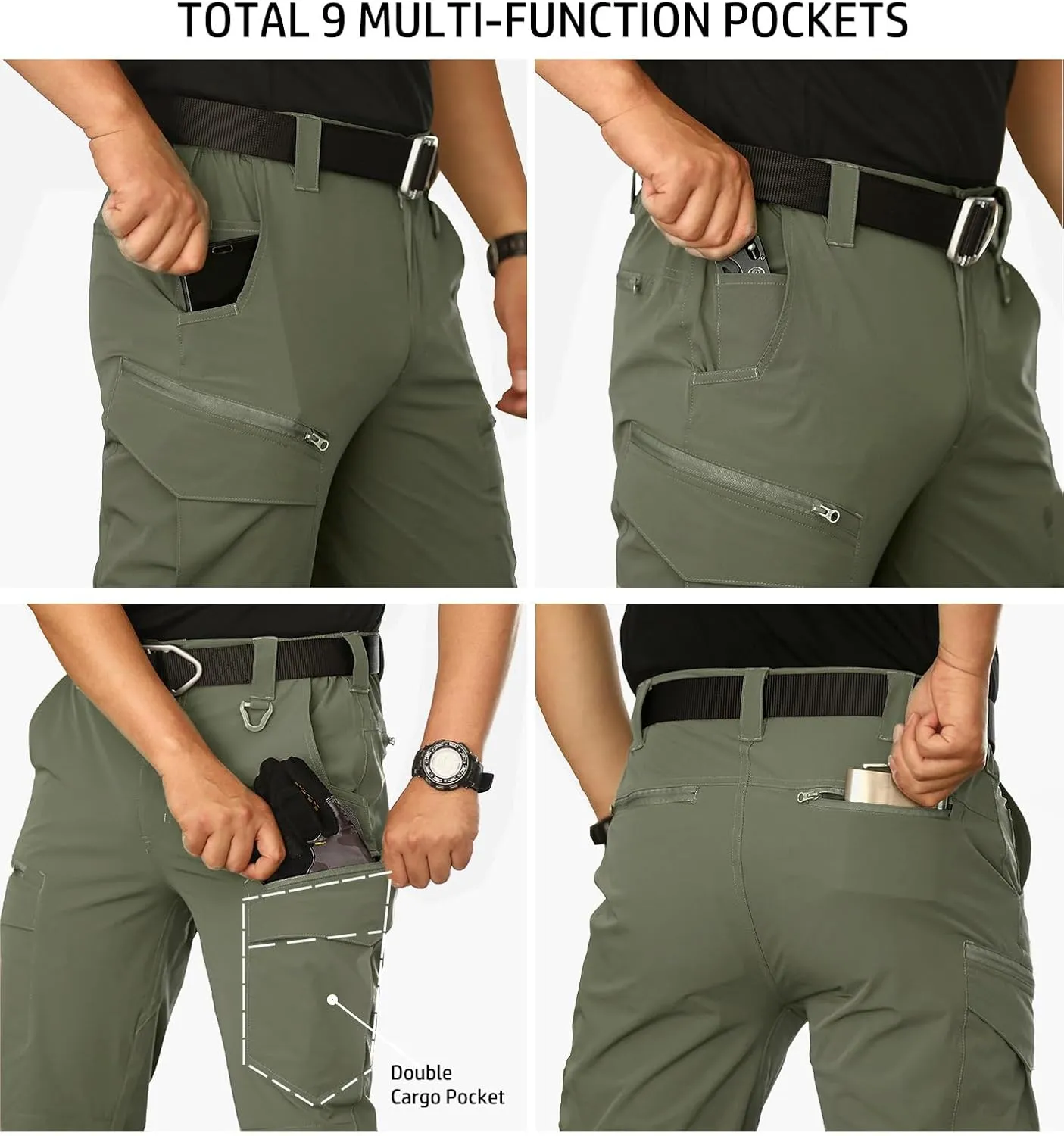 NAVEKULL Men's Lightweight Tactical Hiking Pants Quick Dry Stretch Multi-Pockets Outdoor Work Cargo Pants