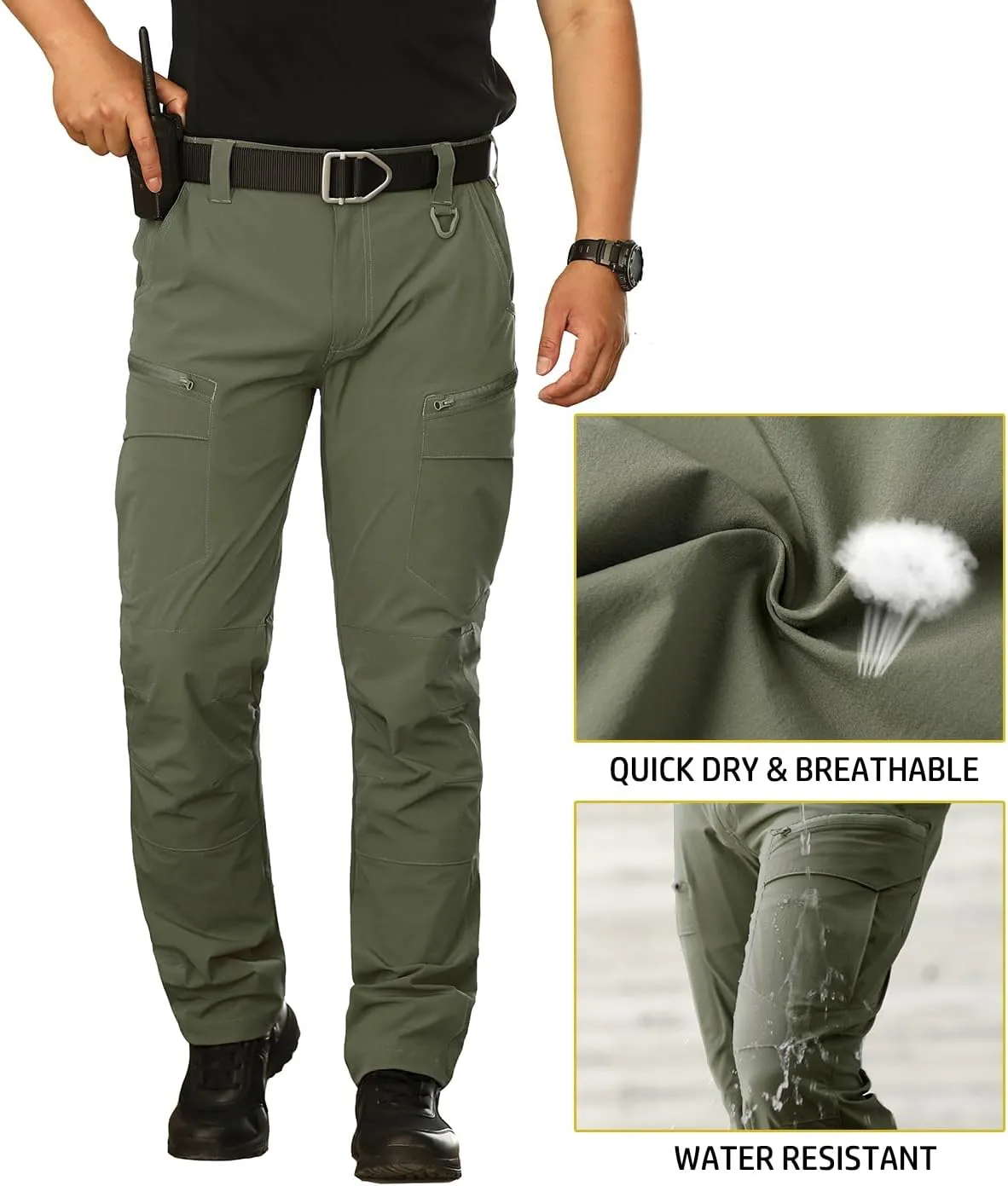 NAVEKULL Men's Lightweight Tactical Hiking Pants Quick Dry Stretch Multi-Pockets Outdoor Work Cargo Pants