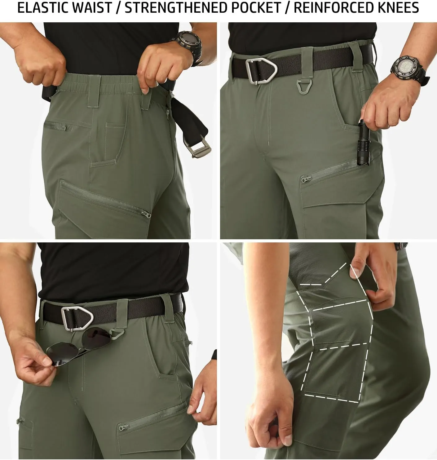 NAVEKULL Men's Lightweight Tactical Hiking Pants Quick Dry Stretch Multi-Pockets Outdoor Work Cargo Pants