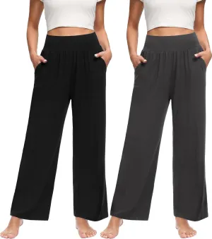 OLIKEME Womens Wide Leg Yoga Pants High Waisted Comfy Casual Loose Pants Workout Plus Size Lounge Sweatpants with Pockets