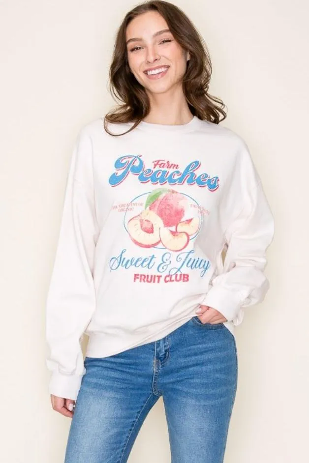 Olive and Bette's - Farm Peaches Sweatshirt - Ivory