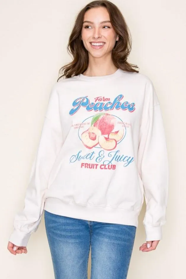 Olive and Bette's - Farm Peaches Sweatshirt - Ivory