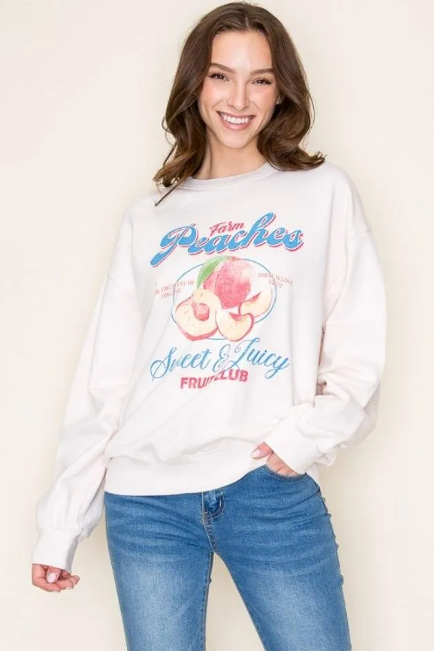 Olive and Bette's - Farm Peaches Sweatshirt - Ivory