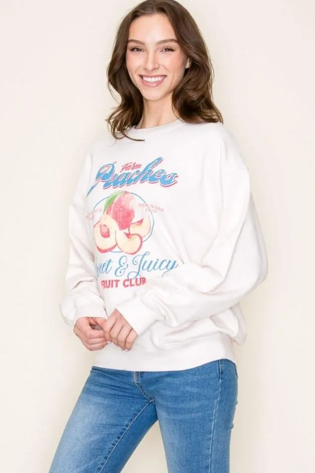 Olive and Bette's - Farm Peaches Sweatshirt - Ivory