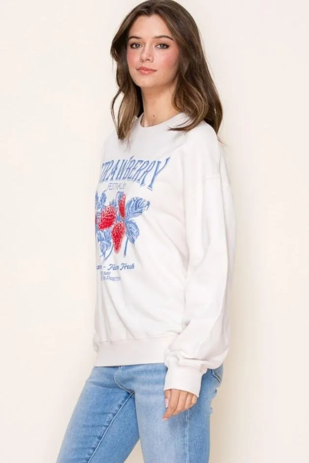Olive and Bette's - Strawberry Sweatshirt - Ivory