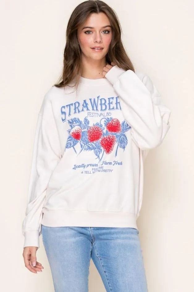 Olive and Bette's - Strawberry Sweatshirt - Ivory
