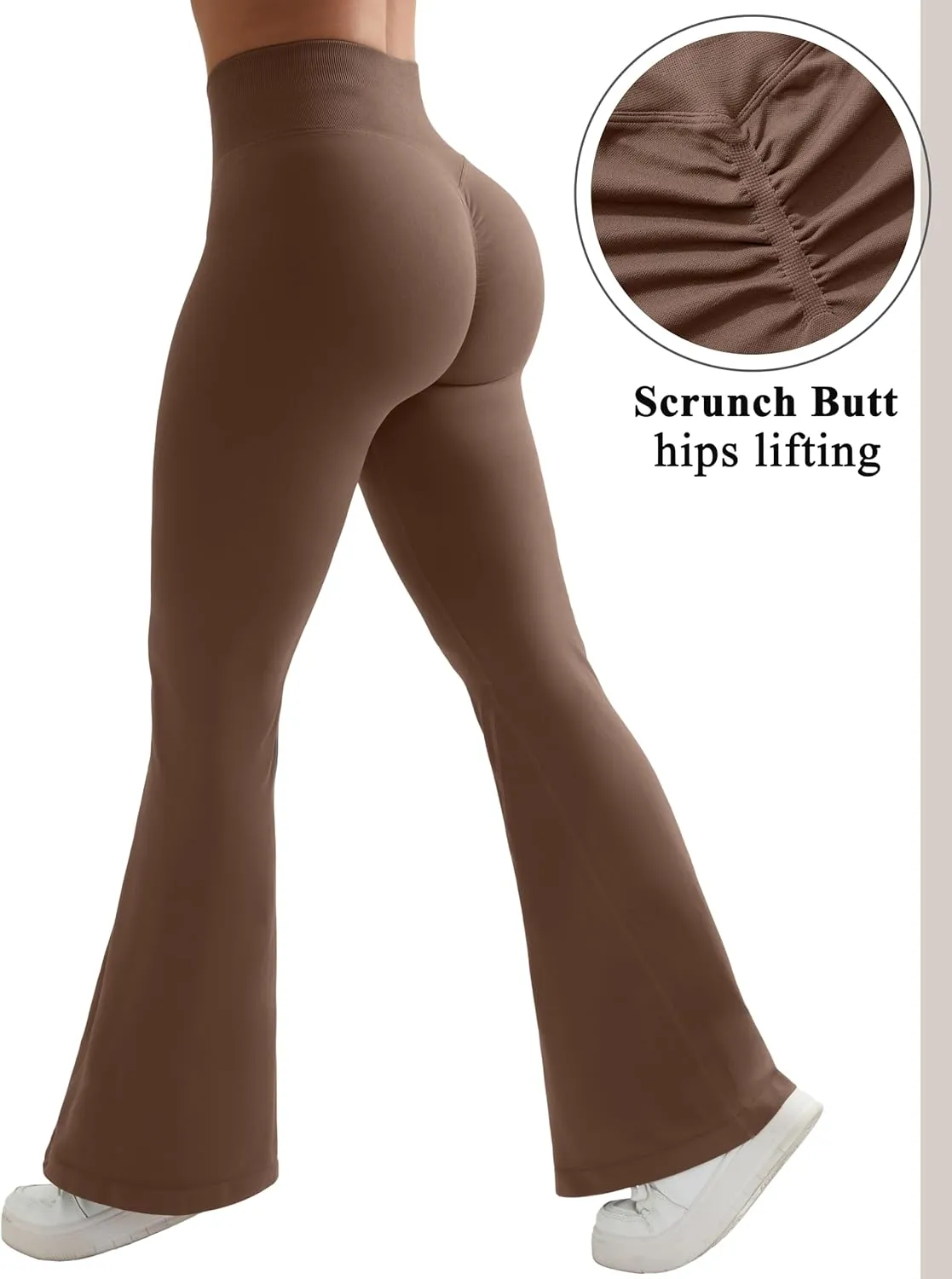 OMKAGI Butt Lifting Flare Leggings for Women Tummy Control Wide Leg Flared Yoga Pants