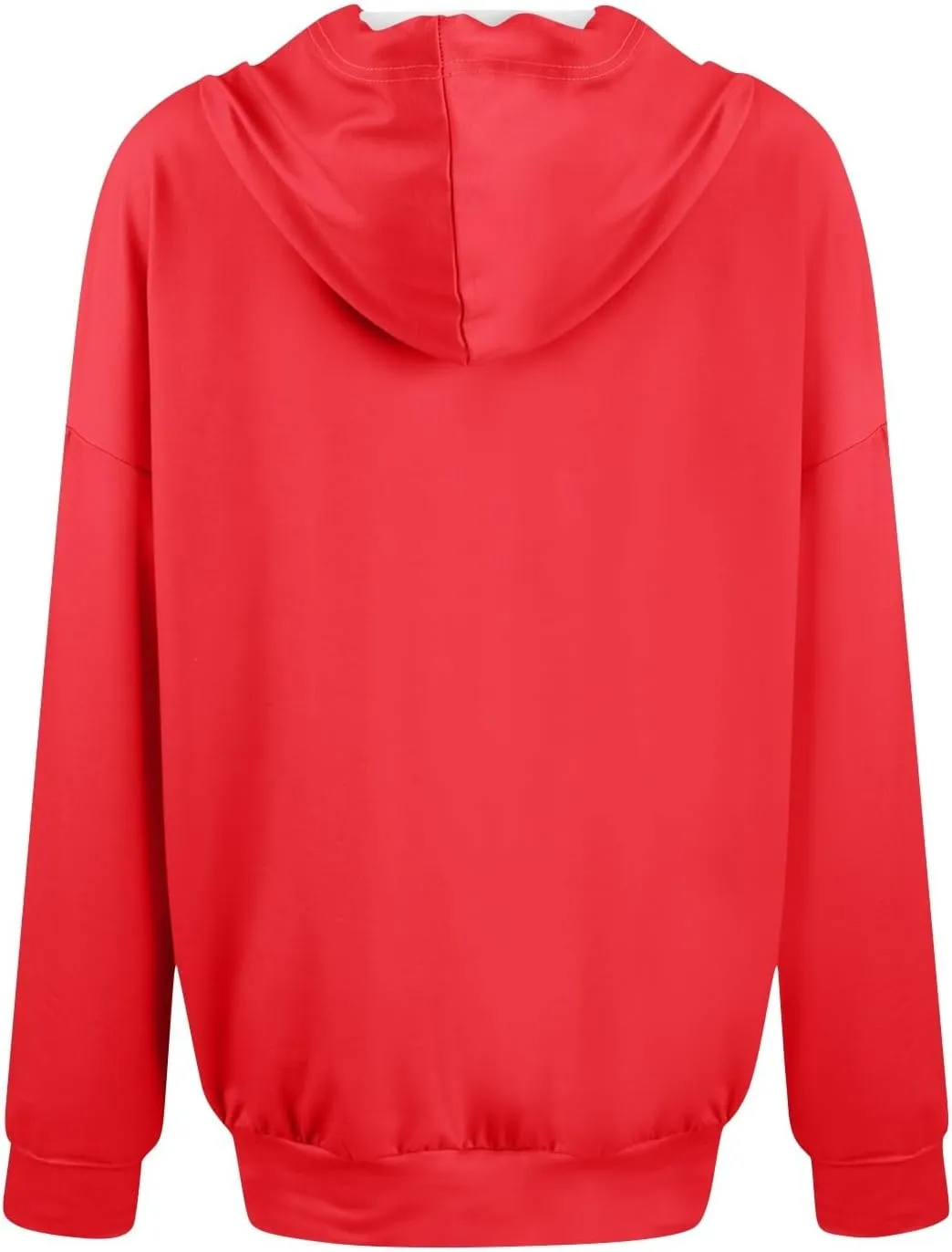 Oversized Hoodies for Women Button Down Drop Shoulder Drawstring Sweatshirt Ribbed Long Sleeve Tops with Pockets
