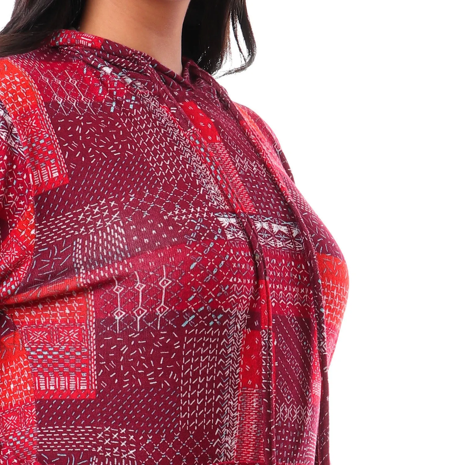 Patterned Slip On Hoodie - Kady