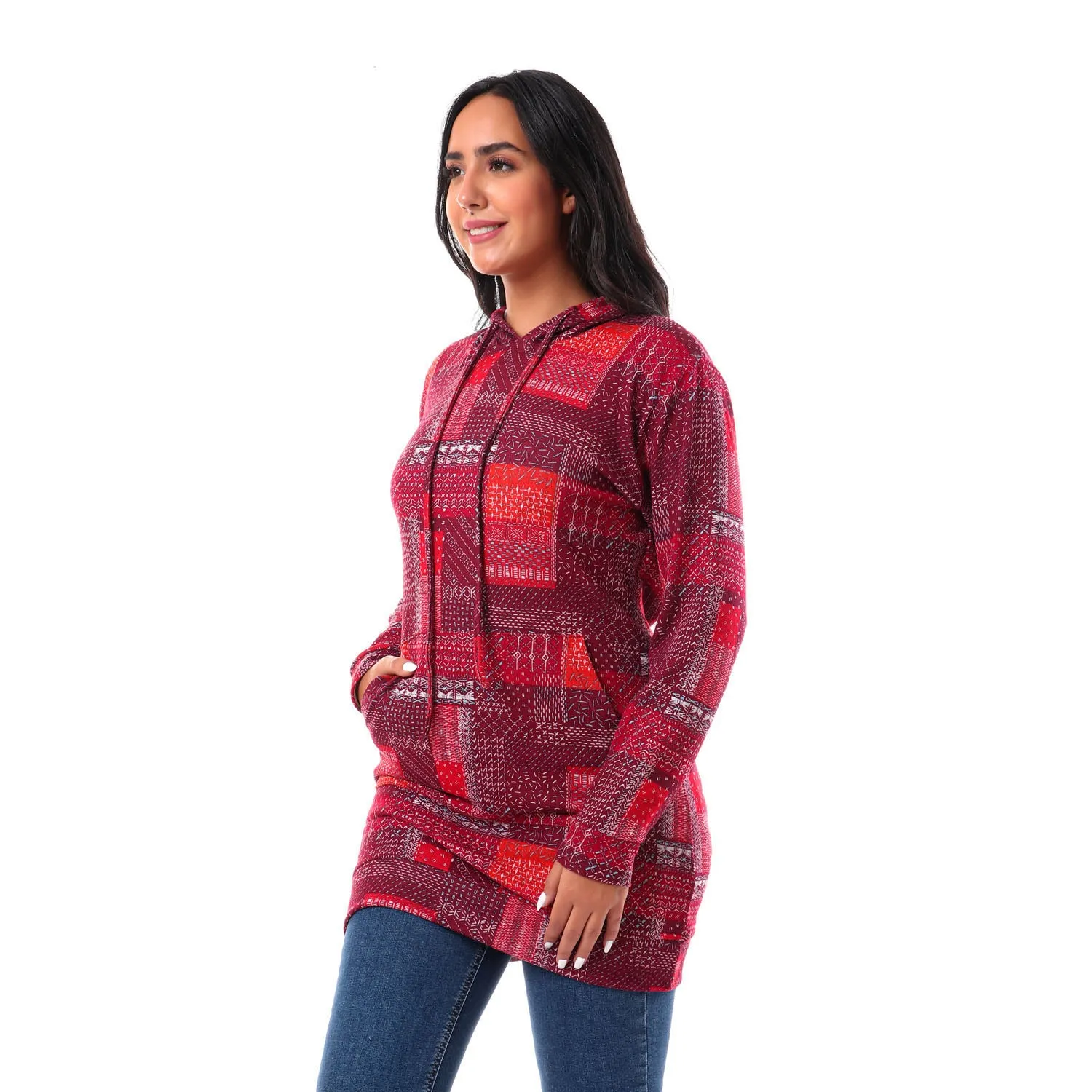 Patterned Slip On Hoodie - Kady