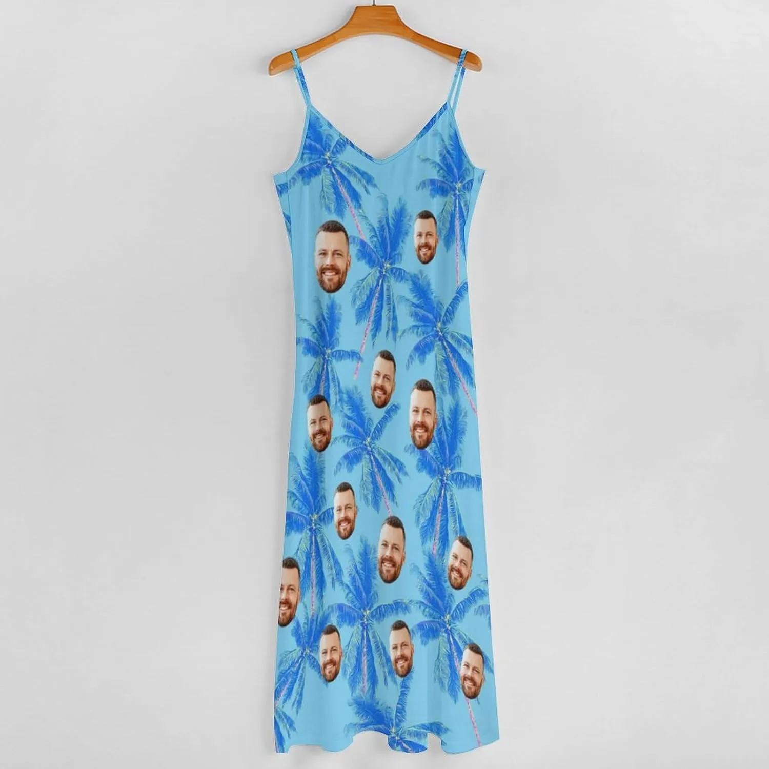 Personalized Women Summer Dresses Custom Faces Funny Sundress Hawaiian Dress Casual Beach Swing Dress with Pockets