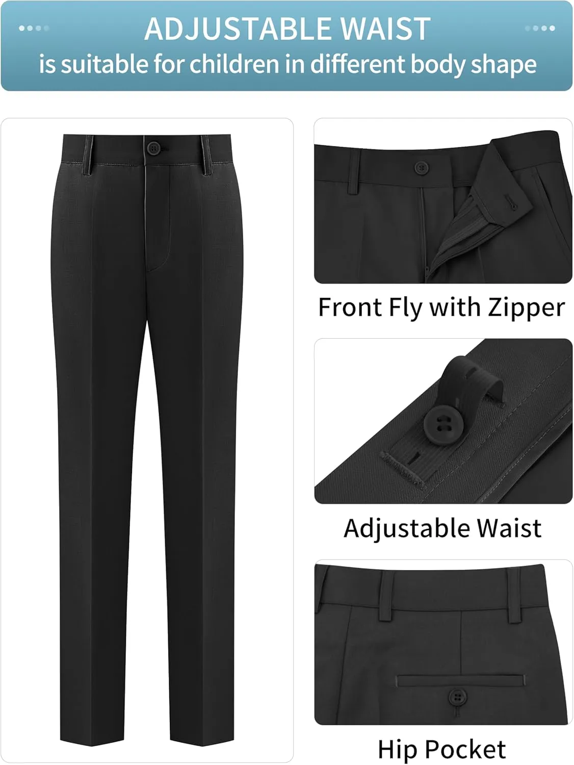 Plavict Boys Formal Suit Slim Fit for Boys Wedding Ring Bearer Outfit with Adjustable Waist