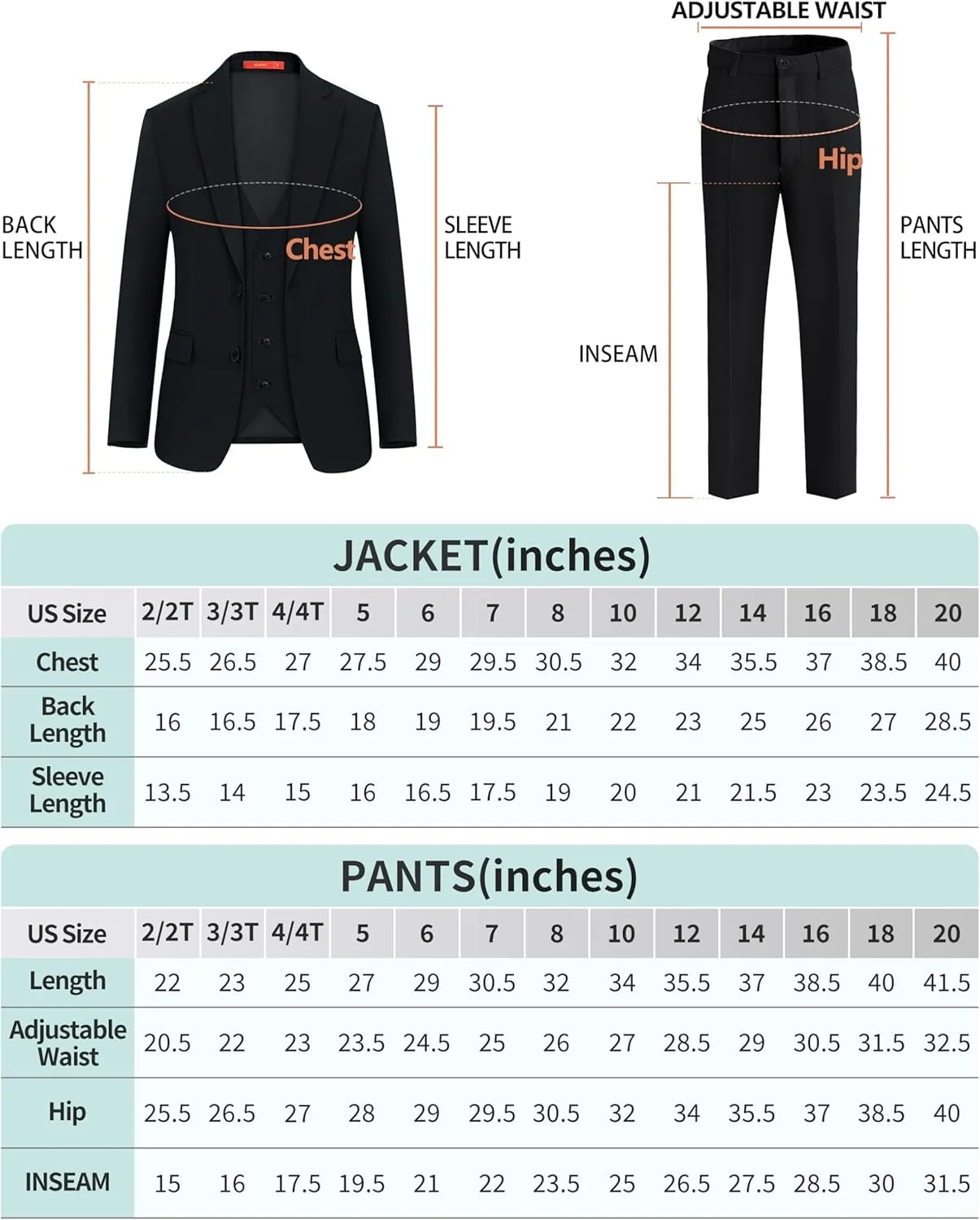 Plavict Boys Formal Suit Slim Fit for Boys Wedding Ring Bearer Outfit with Adjustable Waist