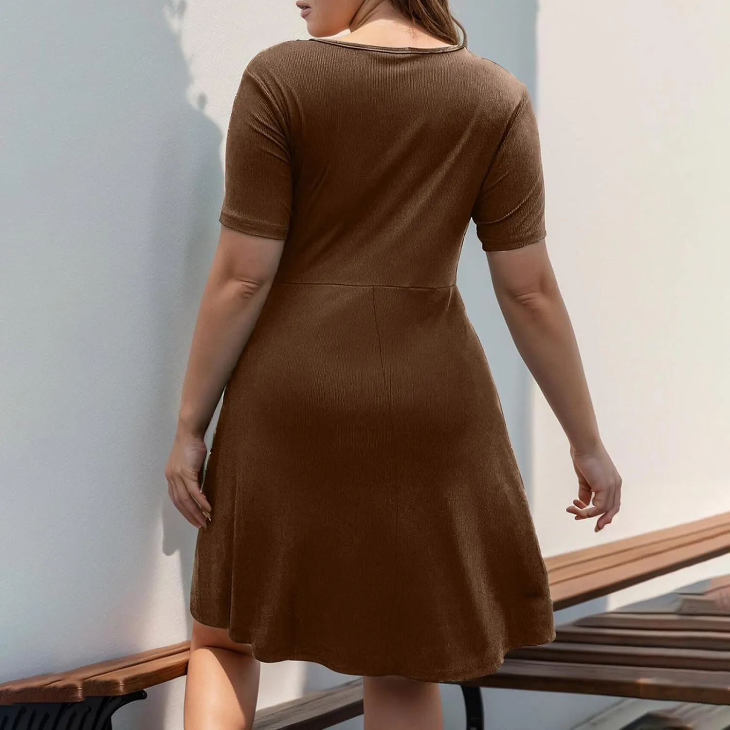 Plus Size Summer Dresses for Curvy Women Front Twist Knotted V Neck Ruched Midi Dress Evening Dress Gowns