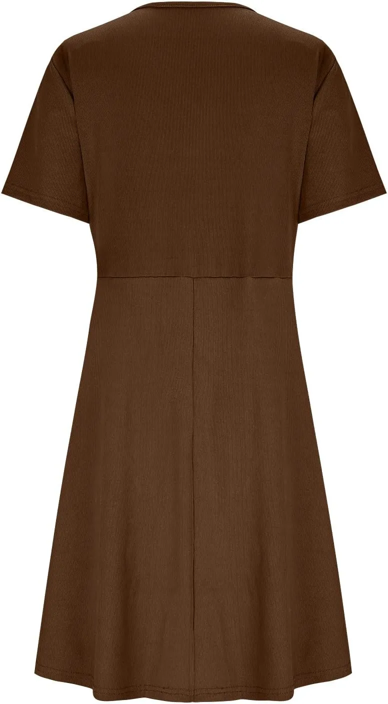 Plus Size Summer Dresses for Curvy Women Front Twist Knotted V Neck Ruched Midi Dress Evening Dress Gowns