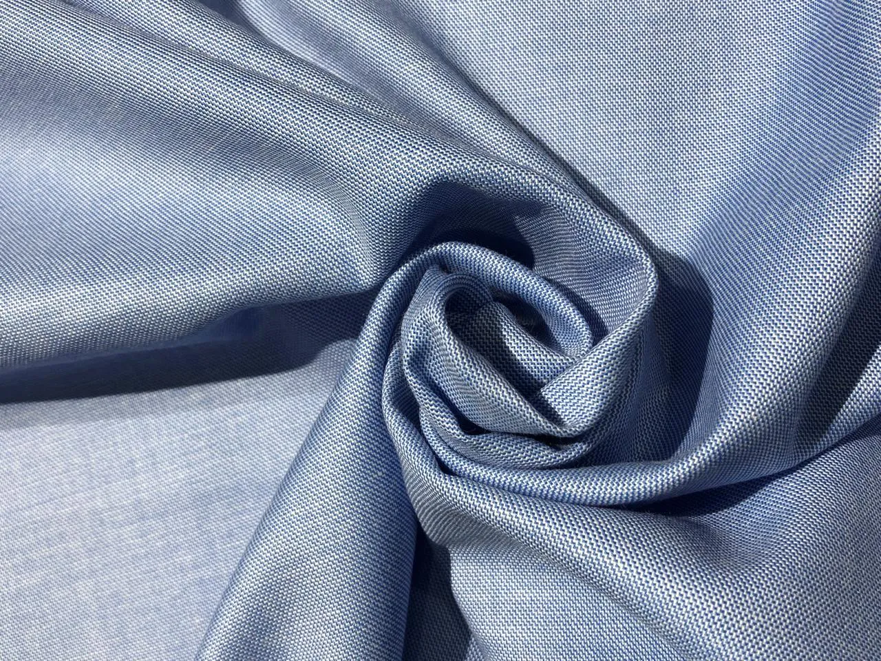 POLY   RAYON Chambray 36 " wide by  available in 4 colors MOCCA BROWN , BLUE,LIGHTER BLUE AND SILVER GREY