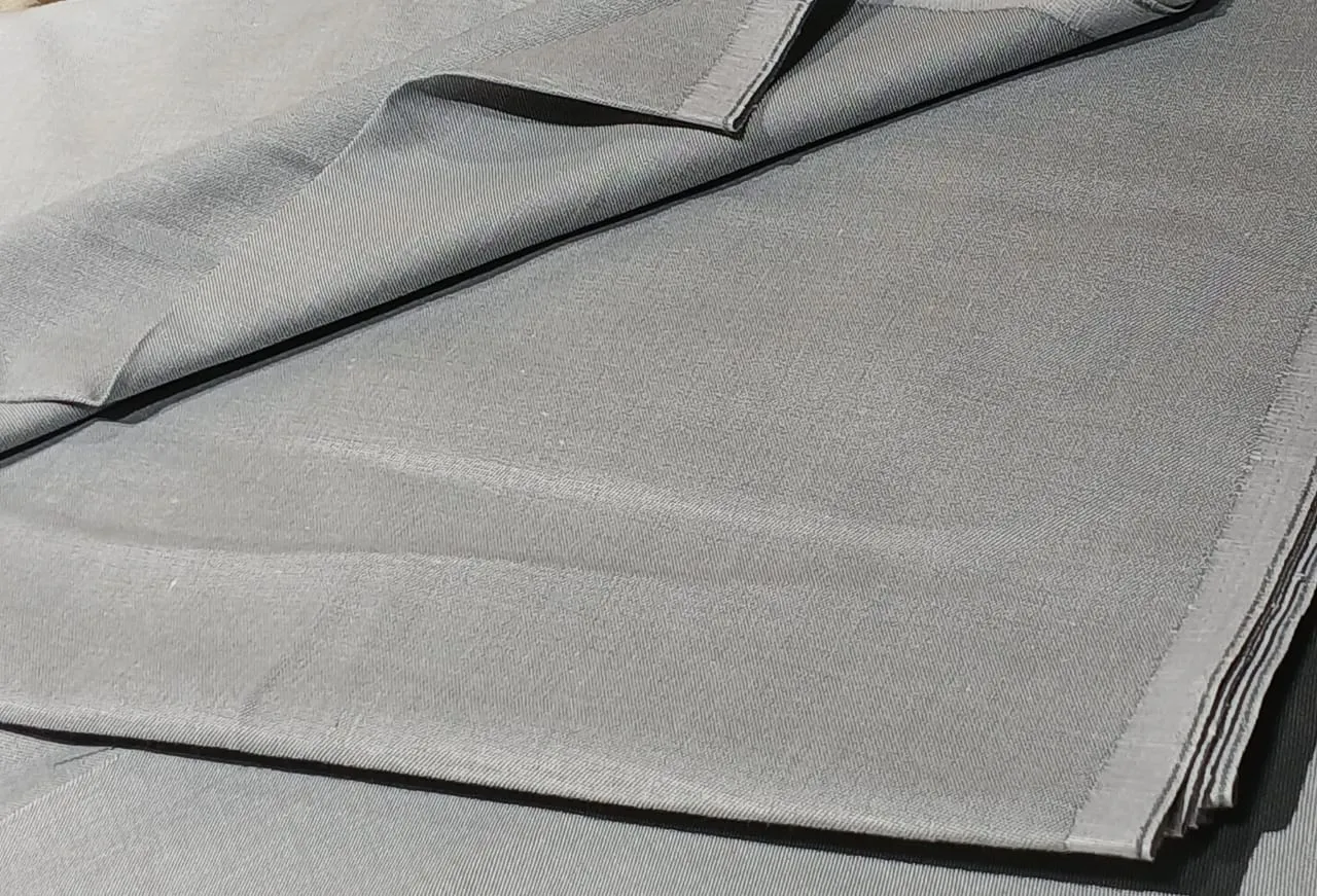 POLY   RAYON Chambray 36 " wide by  available in 4 colors MOCCA BROWN , BLUE,LIGHTER BLUE AND SILVER GREY