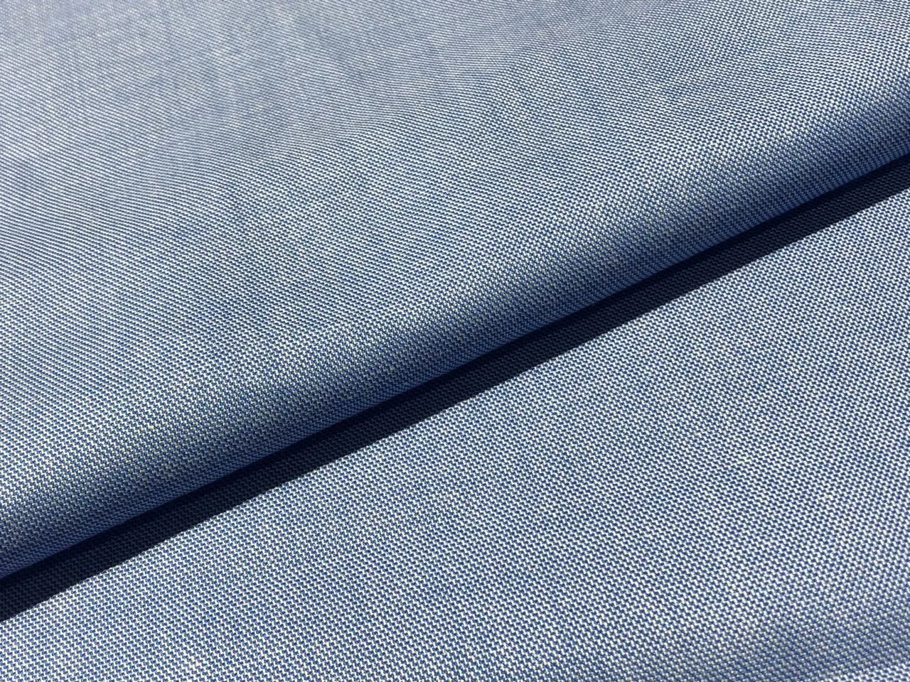 POLY   RAYON Chambray 36 " wide by  available in 4 colors MOCCA BROWN , BLUE,LIGHTER BLUE AND SILVER GREY