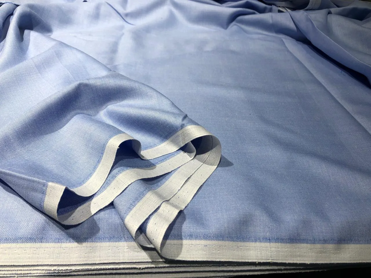 POLY   RAYON Chambray 36 " wide by  available in 4 colors MOCCA BROWN , BLUE,LIGHTER BLUE AND SILVER GREY