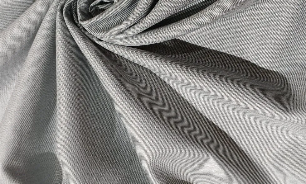 POLY   RAYON Chambray 36 " wide by  available in 4 colors MOCCA BROWN , BLUE,LIGHTER BLUE AND SILVER GREY