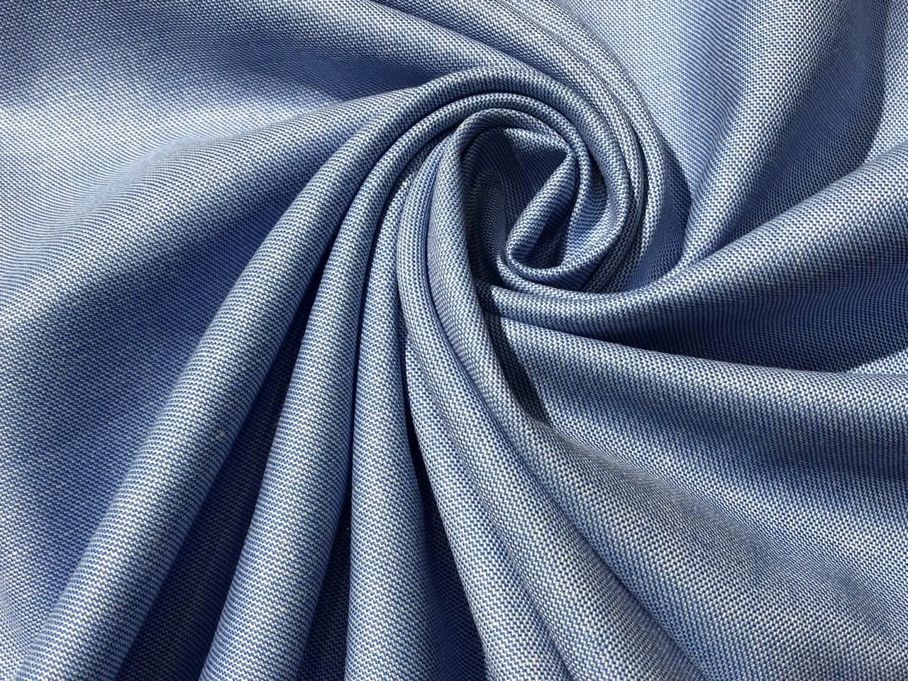 POLY   RAYON Chambray 36 " wide by  available in 4 colors MOCCA BROWN , BLUE,LIGHTER BLUE AND SILVER GREY