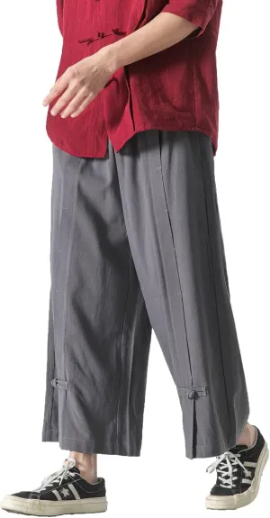 PRIJOUHE Mens Casual Linen Pants Baggy Pants Lightweight Elastic Drawstring Waist Harem Pants
