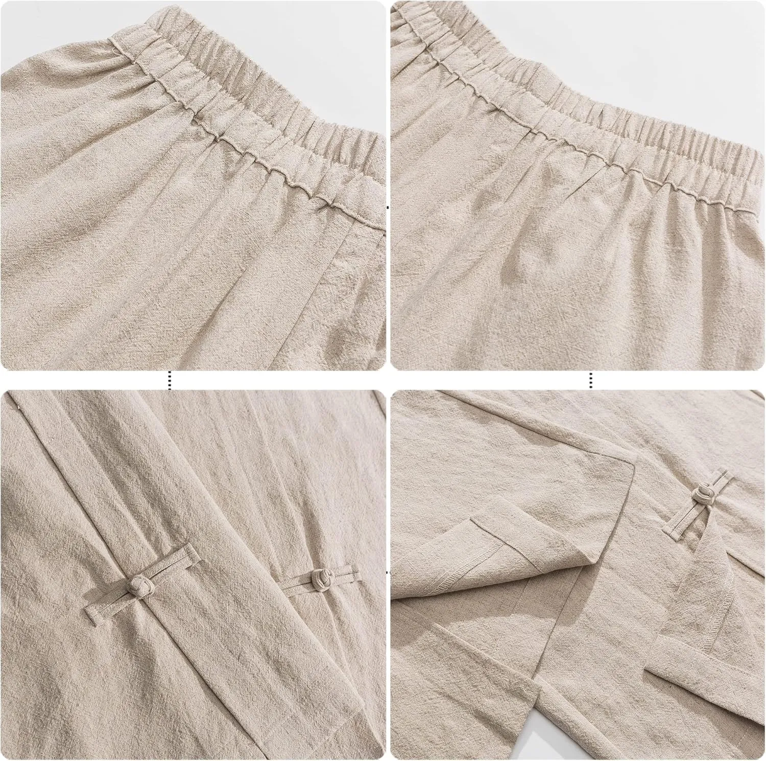 PRIJOUHE Mens Casual Linen Pants Baggy Pants Lightweight Elastic Drawstring Waist Harem Pants
