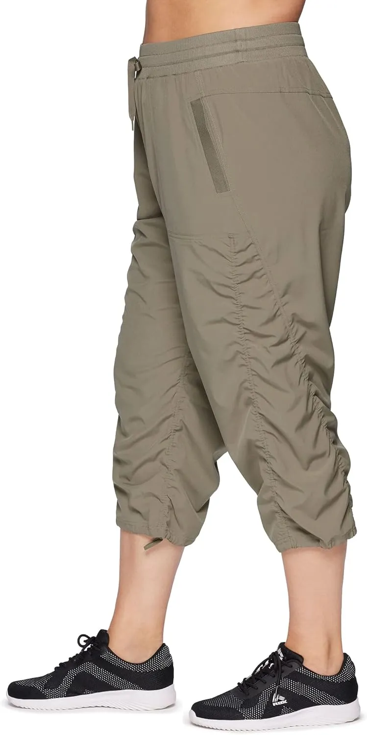 RBX Women's Plus Size Woven Lightweight Drawstring Capri Pant