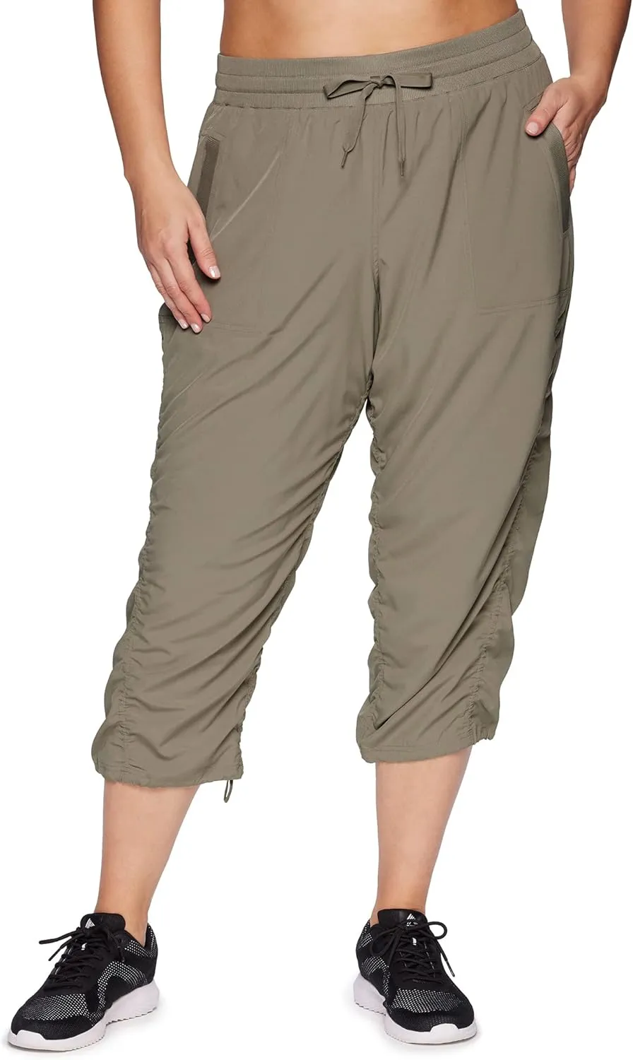 RBX Women's Plus Size Woven Lightweight Drawstring Capri Pant