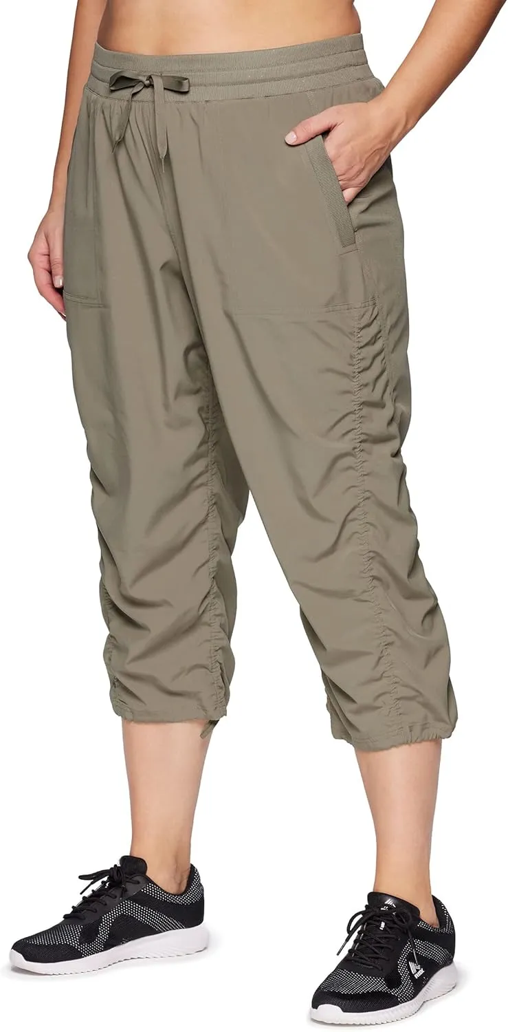 RBX Women's Plus Size Woven Lightweight Drawstring Capri Pant