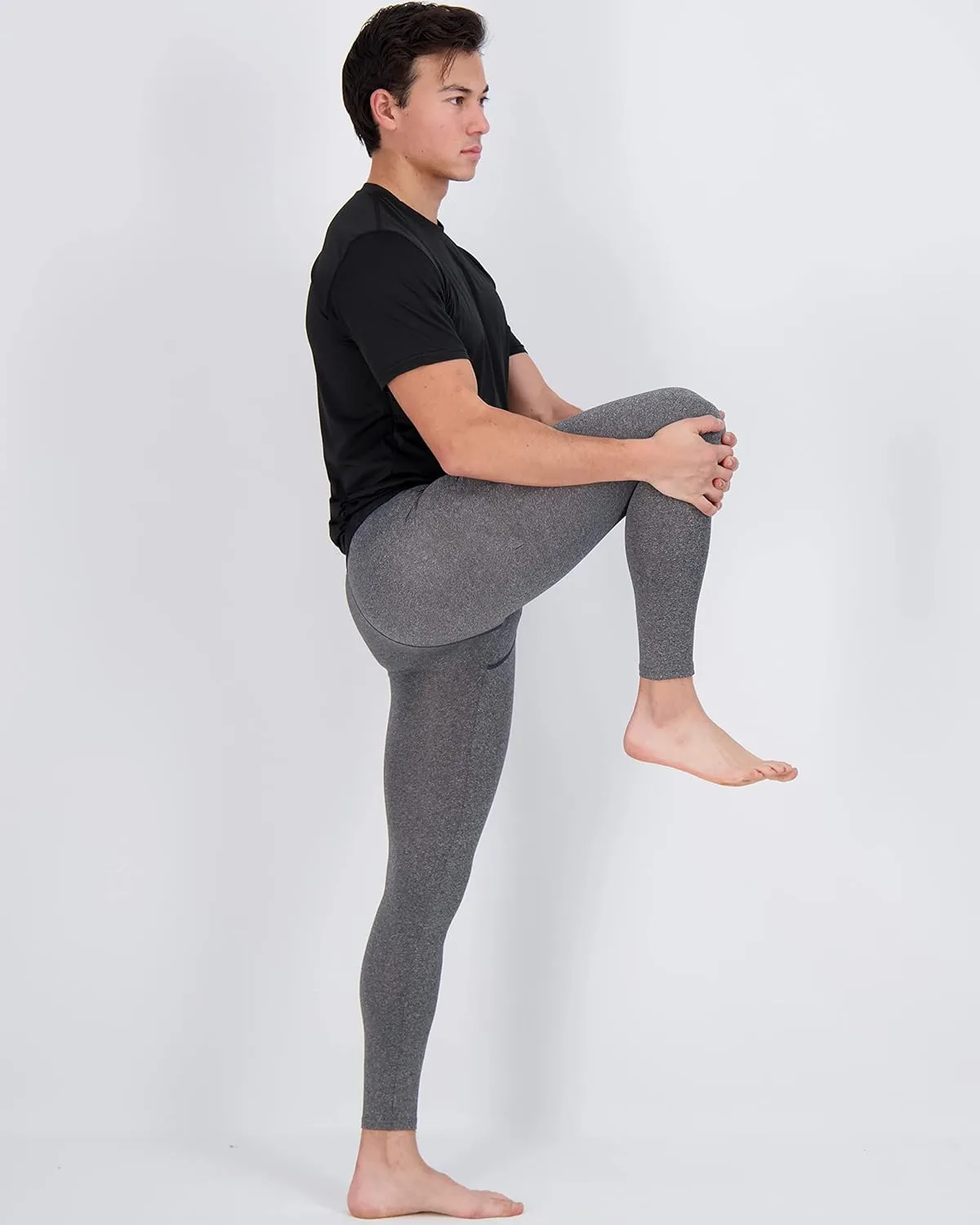 Real Essentials 3 Pack: Men's Active Compression Pants - Workout Base Layer Tights Running Leggings (Available in Big & Tall)