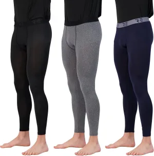 Real Essentials 3 Pack: Men's Active Compression Pants - Workout Base Layer Tights Running Leggings (Available in Big & Tall)