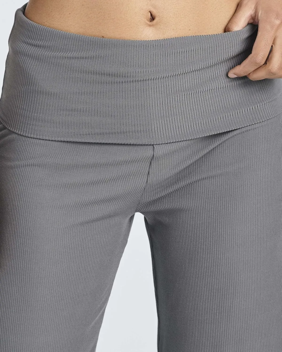 Real Essentials 3 Pack: Women's Ribbed Foldover Wide Leg Loose Capri Open Bottom Yoga Lounge Pants (Available in Plus)