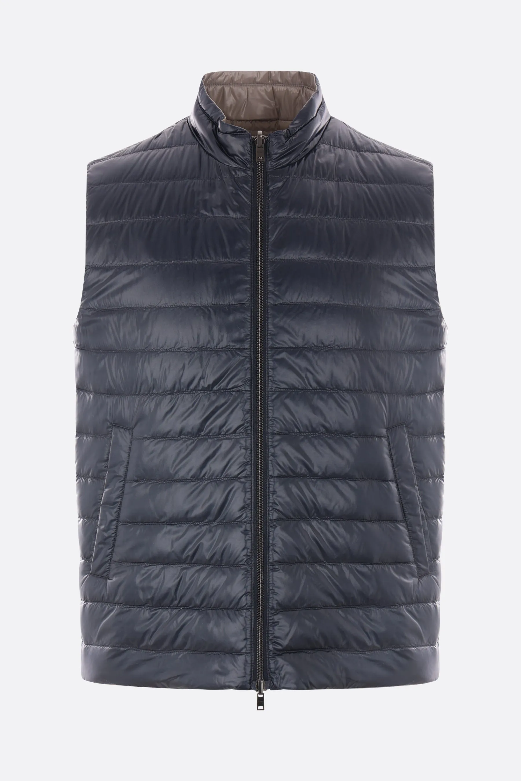 Reversible Sleeveless Down Jacket In Ultralight Nylon