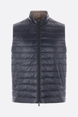Reversible Sleeveless Down Jacket In Ultralight Nylon