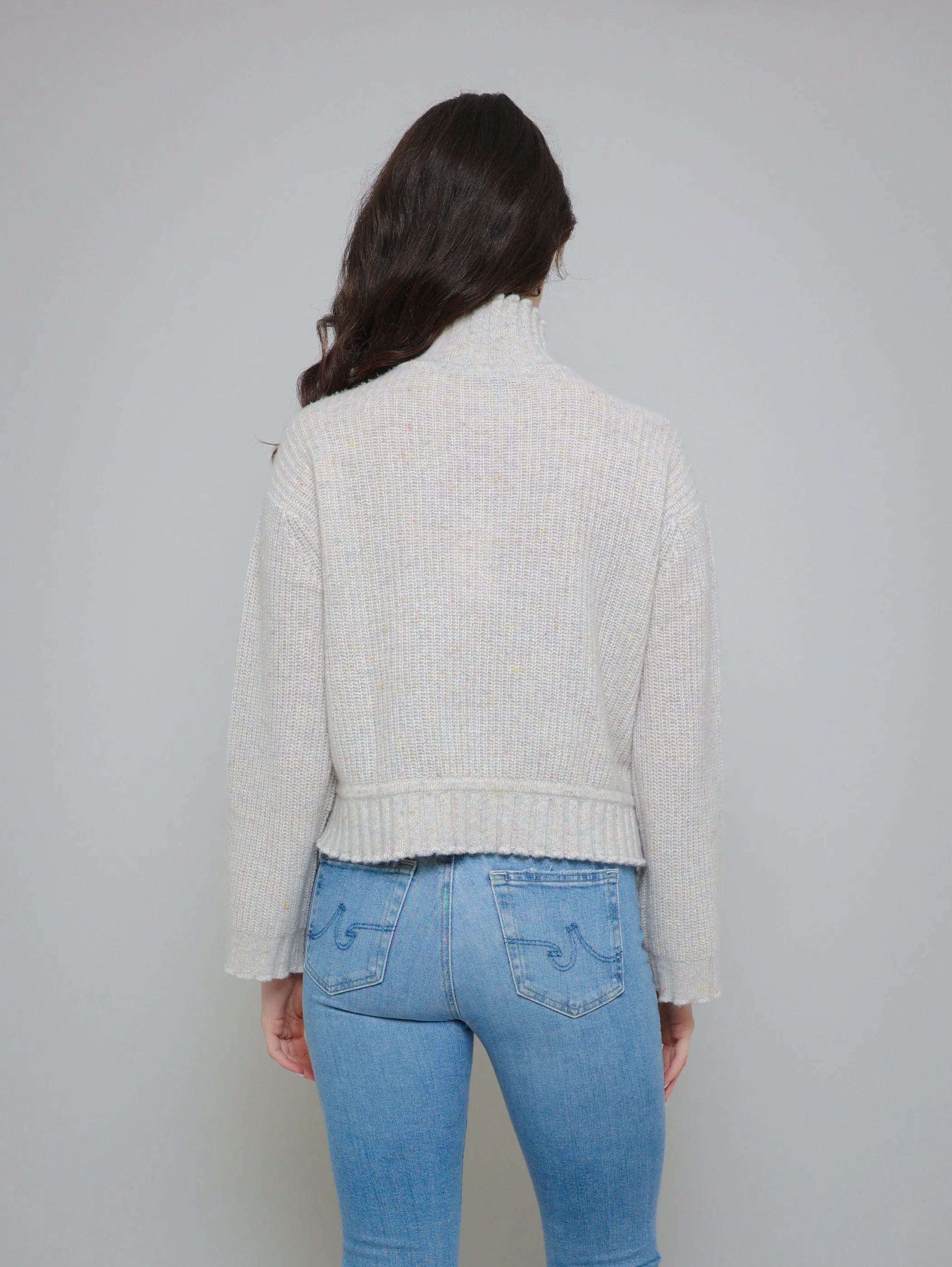 Shaker Mock Ruffle Sweater -  Confetti