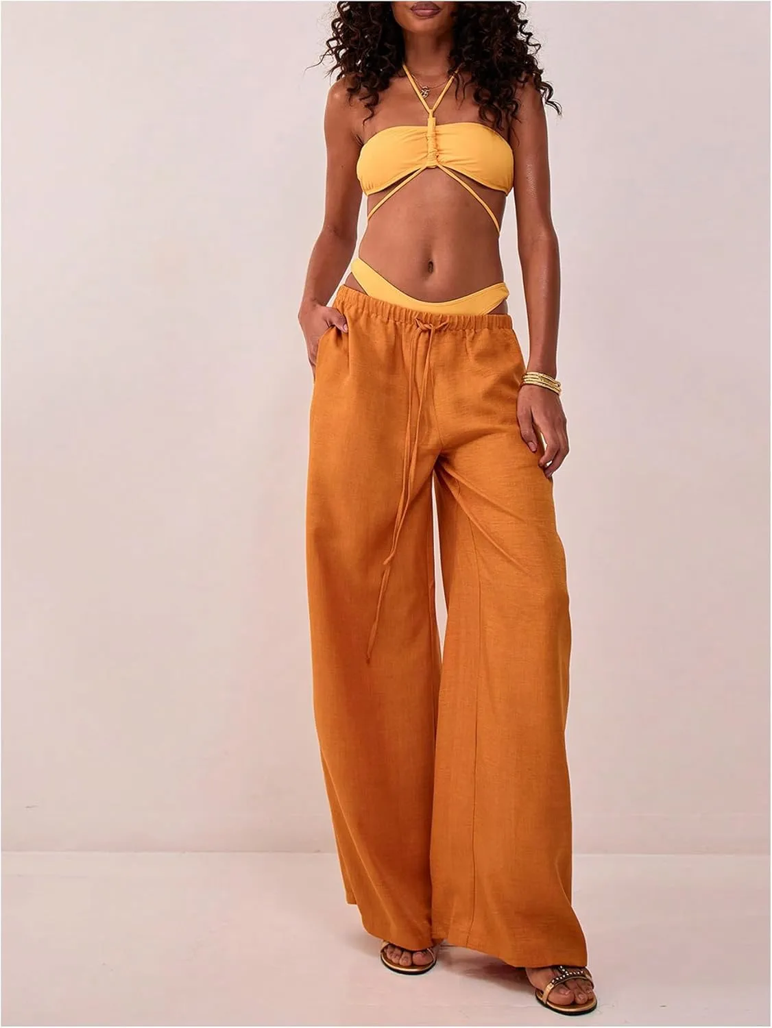 SHENHE Women's Green Wide Leg Palazzo Pants