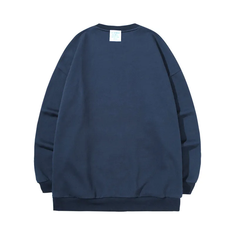 Simple style cartoon TV letter-printed with fleece round neck hoodie