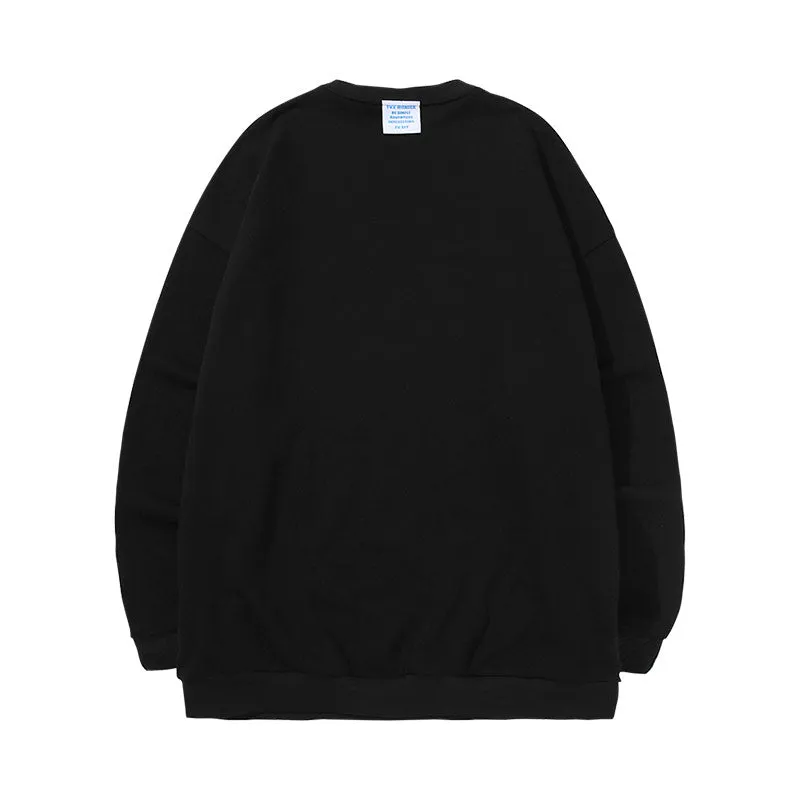 Simple style cartoon TV letter-printed with fleece round neck hoodie