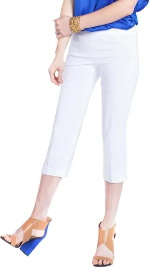 SLIM-SATION Women's Standard Wide Band Pull on Straight Leg Capri with Tummy Control