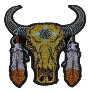 Small Buffalo Head Feathers Patch