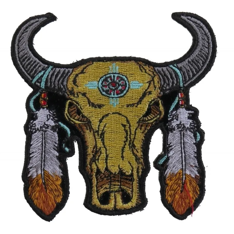 Small Buffalo Head Feathers Patch